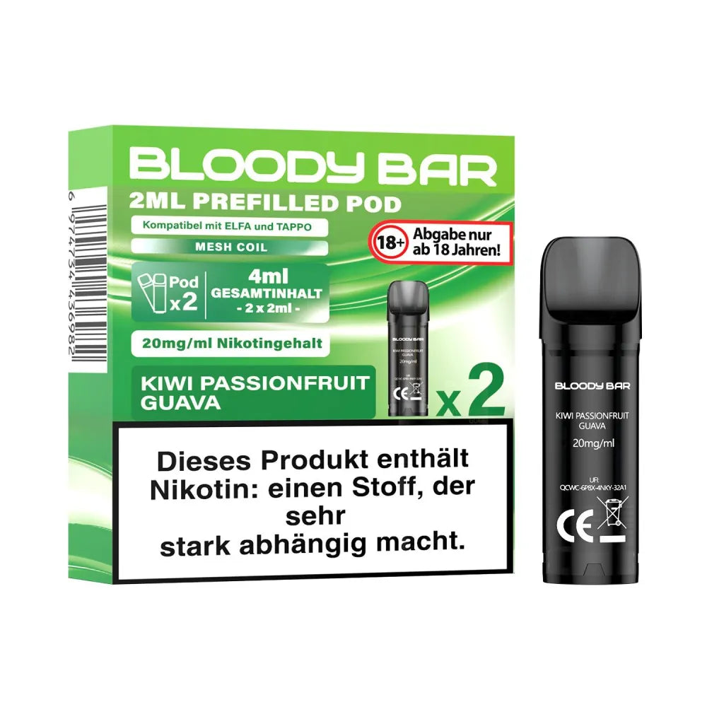 Bloody Bar Prefilled Pods 20mg – Kiwi Passionfruit Guava