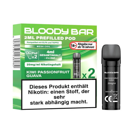 Bloody Bar Prefilled Pods 20mg – Kiwi Passionfruit Guava