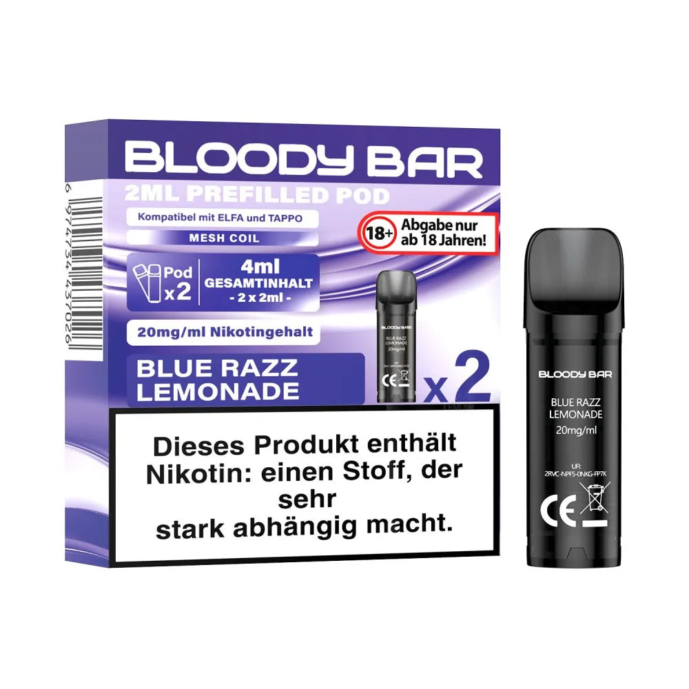 Bloody Bar Prefilled Pods 20mg – Blue Razz Lemonade